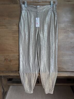 NWT Brochu Walker Jogger Pants Womens XS Metallic Gold Shimmer Stretch Pull On
